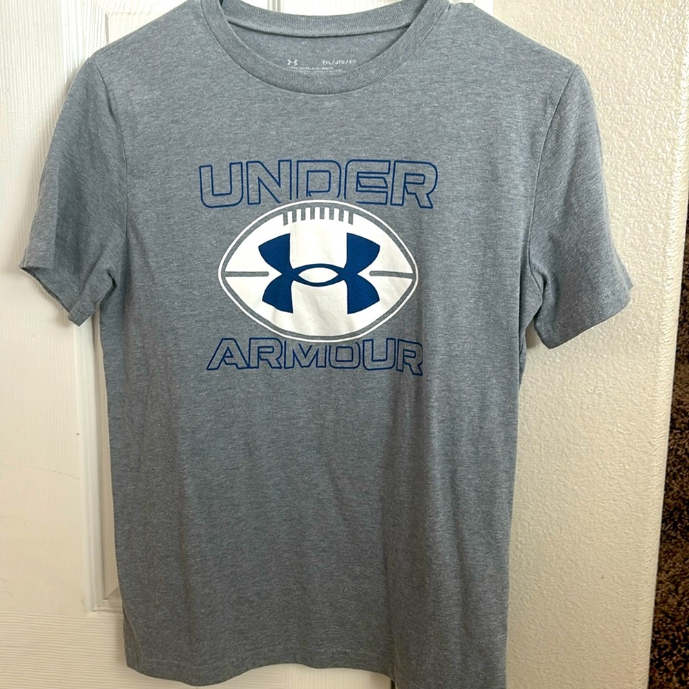 Youth boys extra large grey and blue football shirt.